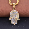 Statement Hip Hop Schmuck Gold Palm Crystal Benutzerdefinierte Iced Out Anhänger Halskette